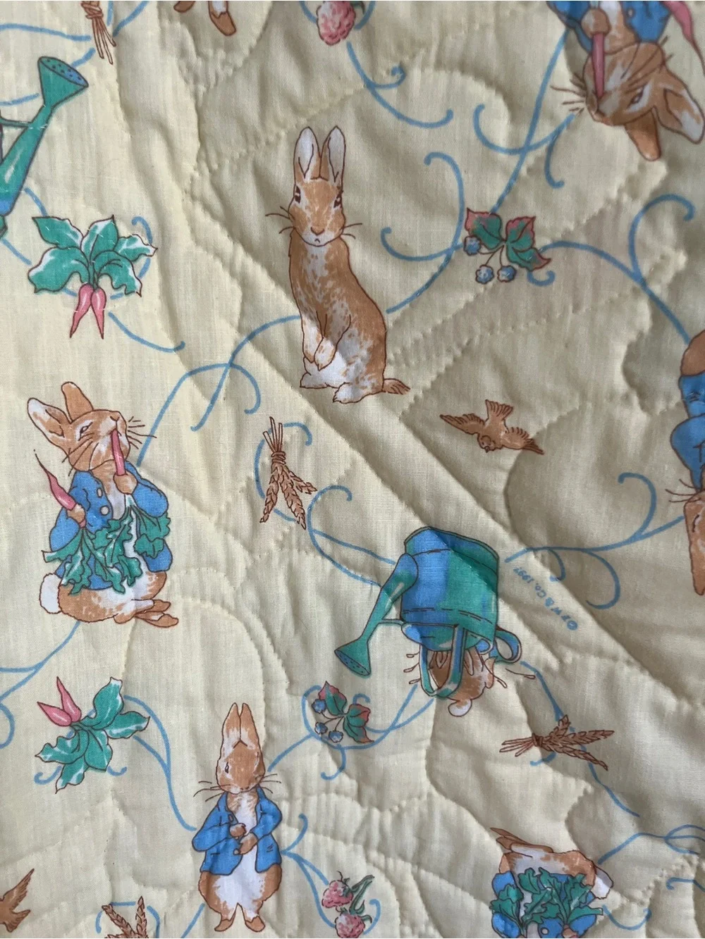 Vintage Peter Rabbit Baby Handmade Blanket Quilt 1997
